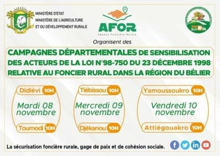 Foncier rural-Campagne de sensibilisation : l’AFOR investit la région du Bélier