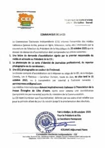 Communiqué CEI